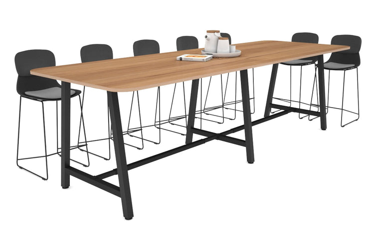 Quadro A Legs Counter Table with Radius Corners [3200L x 1100W] Jasonl black leg salvage oak none