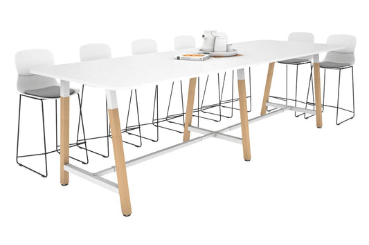 Quadro A Legs Counter Table with Radius Corners - Wood Legs Cross Beam [3200L x 1100W] Jasonl white leg white none