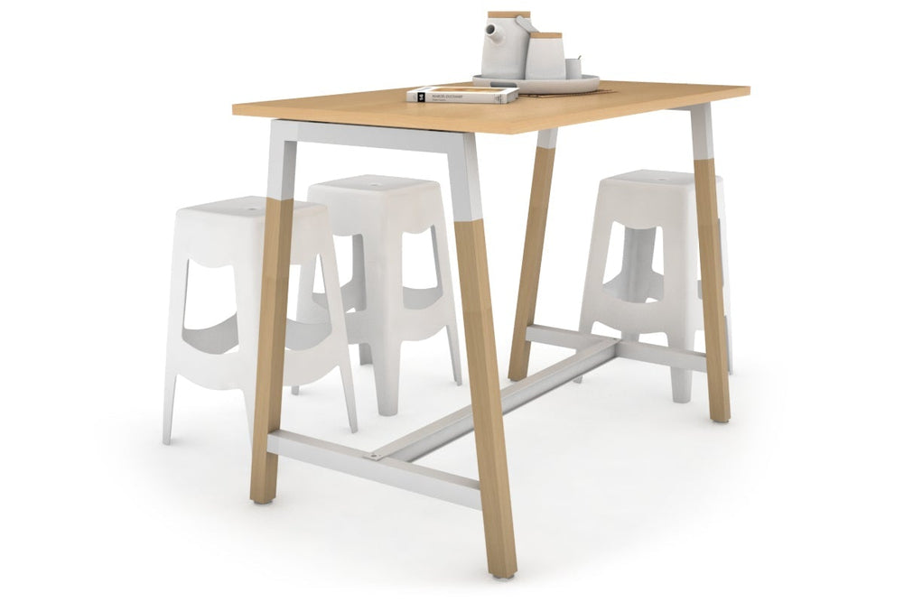 Quadro A Legs Counter Table Wood Legs Cross Beam - 925H [1200L x 700W]-white leg maple none