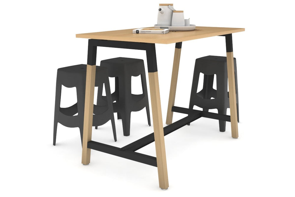 Quadro A Legs Counter Table Wood Legs Cross Beam - 925H [1200L x 700W]-black leg maple none