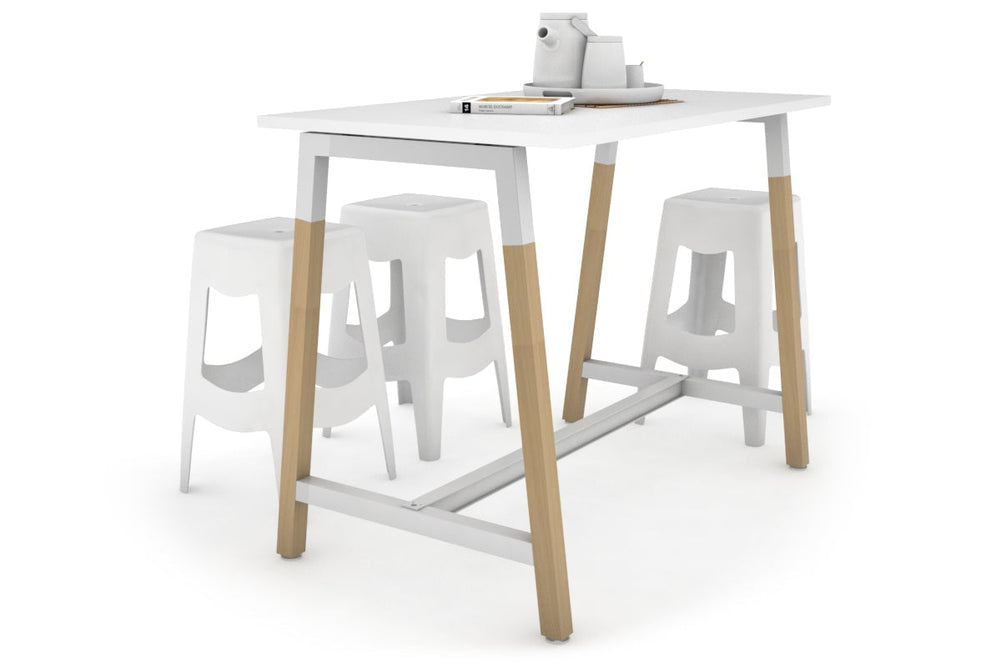 Quadro A Legs Counter Table Wood Legs Cross Beam - 925H [1400L x 700W]-white leg white none