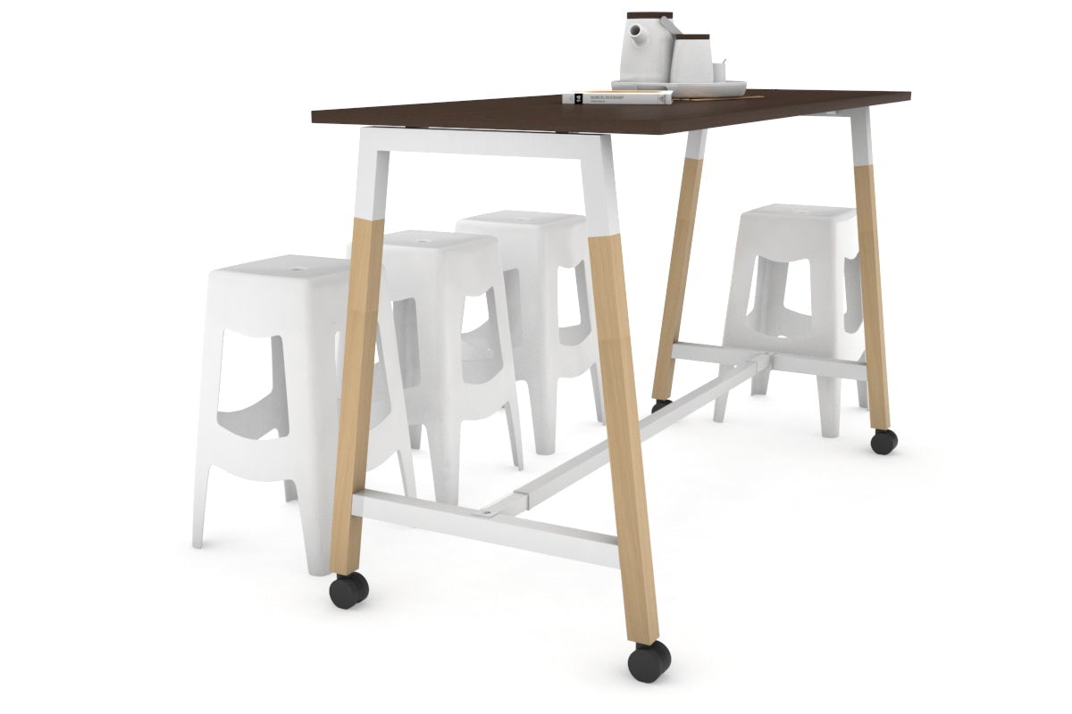 Quadro A Legs Counter Table Wood Legs Cross Beam - 925H [1600L x 700W] Jasonl white leg wenge wheels