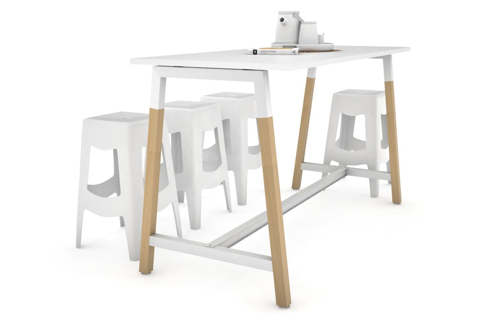 Quadro A Legs Counter Table Wood Legs Cross Beam - 925H [1600L x 700W]-white leg white none