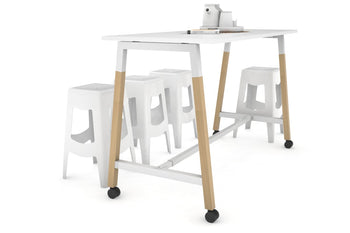  - Quadro A Legs Counter Table Wood Legs Cross Beam - 925H [1600L x 700W] - 1