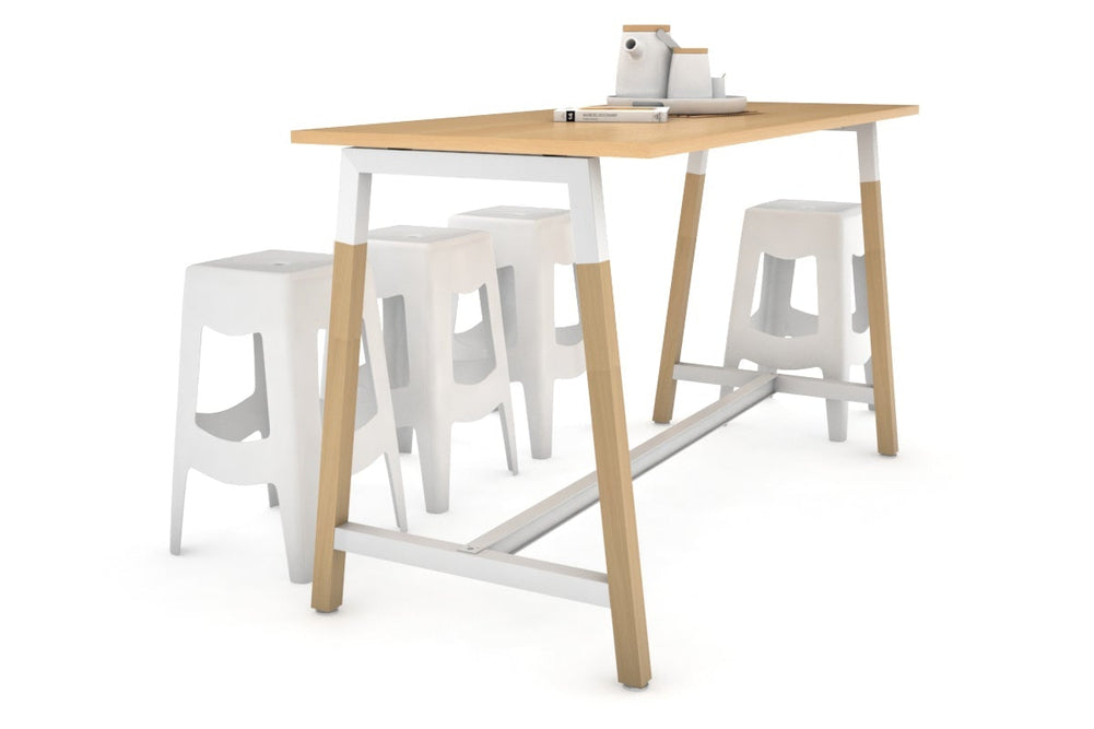 Quadro A Legs Counter Table Wood Legs Cross Beam - 925H [1800L x 700W]-white leg maple none