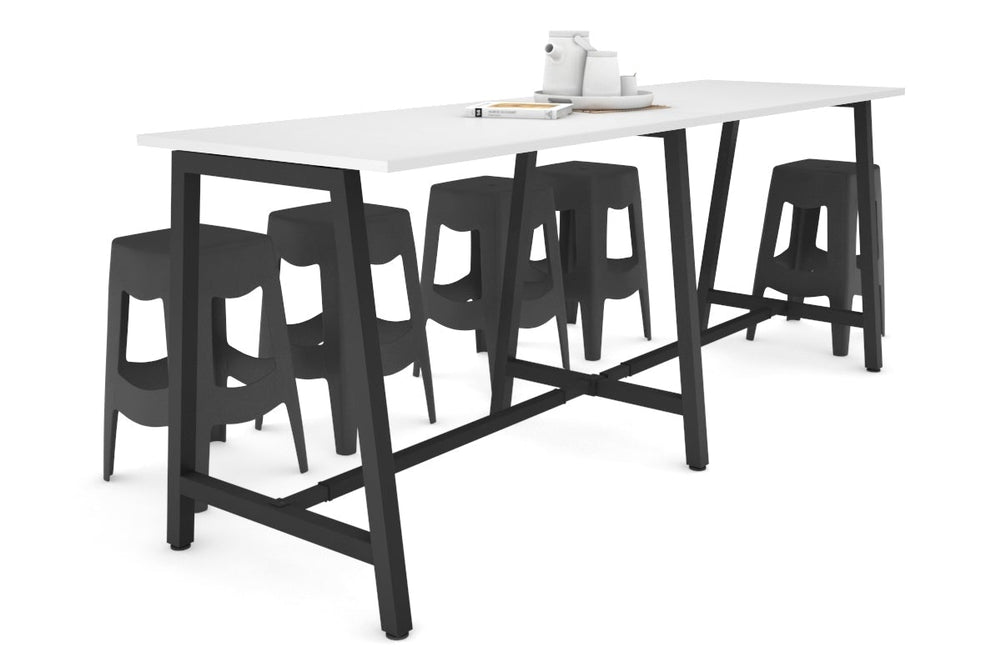 Quadro A Legs Large Counter Table [2400L x 700W]-black leg white none