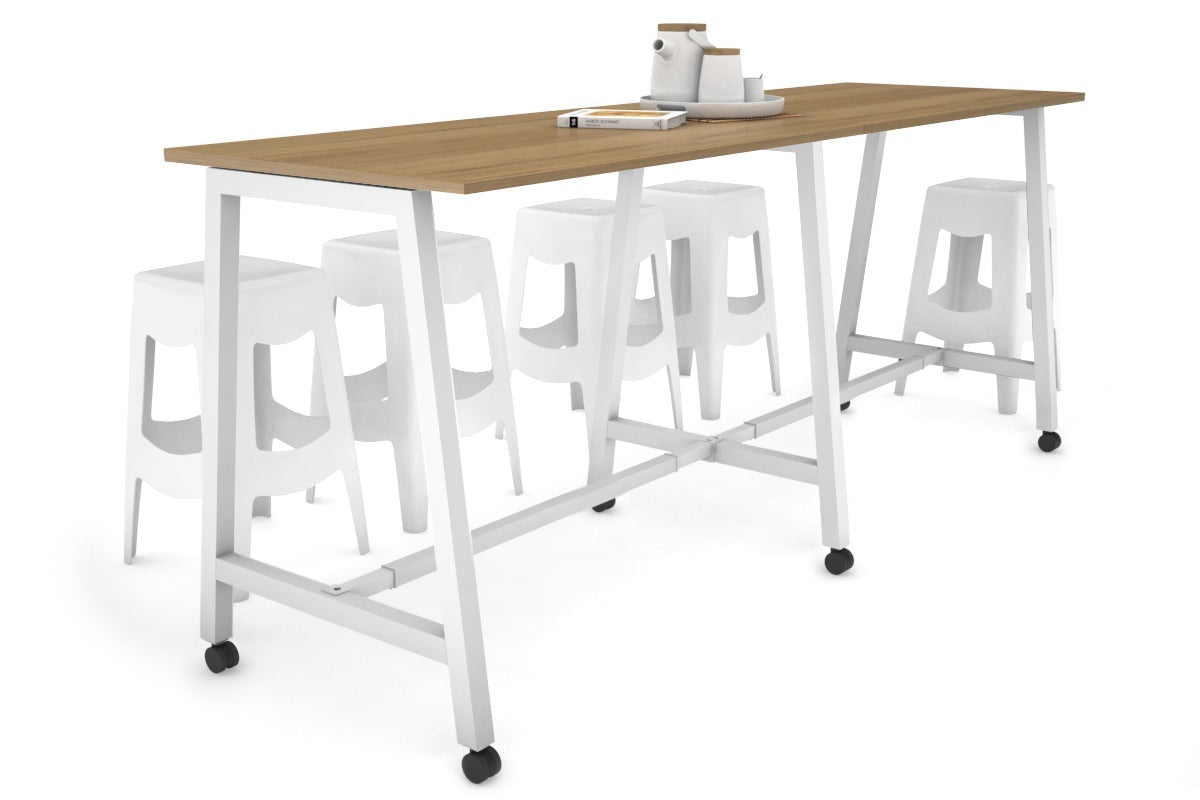 Quadro A Legs Large Counter Table [2400L x 700W] Jasonl white leg salvage oak wheels