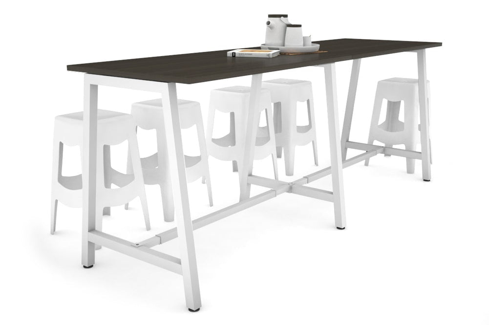 Quadro A Legs Large Counter Table [2400L x 700W]-white leg dark oak none