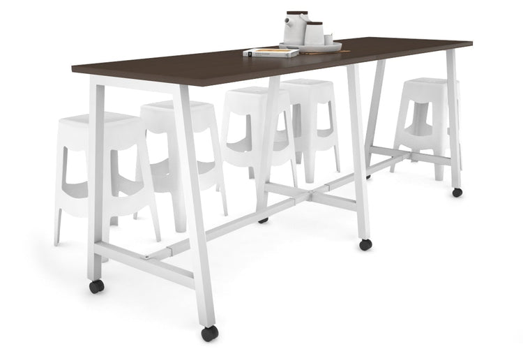 Quadro A Legs Large Counter Table [2400L x 700W] Jasonl white leg wenge wheels