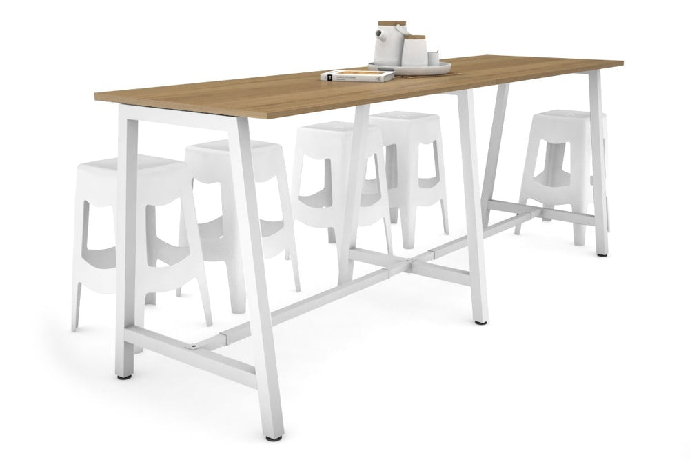 Quadro A Legs Large Counter Table [2400L x 700W]-white leg salvage oak none