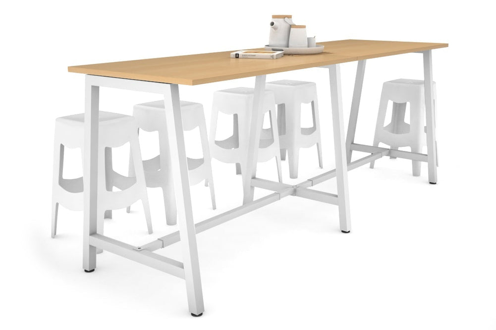 Quadro A Legs Large Counter Table [2400L x 700W]-white leg maple none