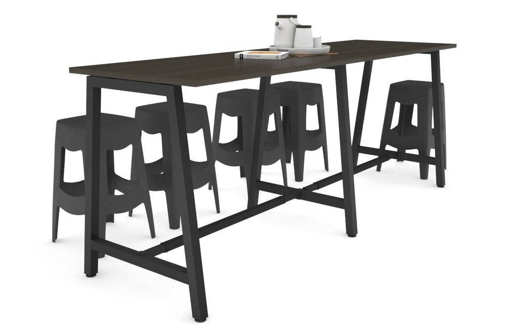 Quadro A Legs Large Counter Table [2400L x 700W]-black leg dark oak none
