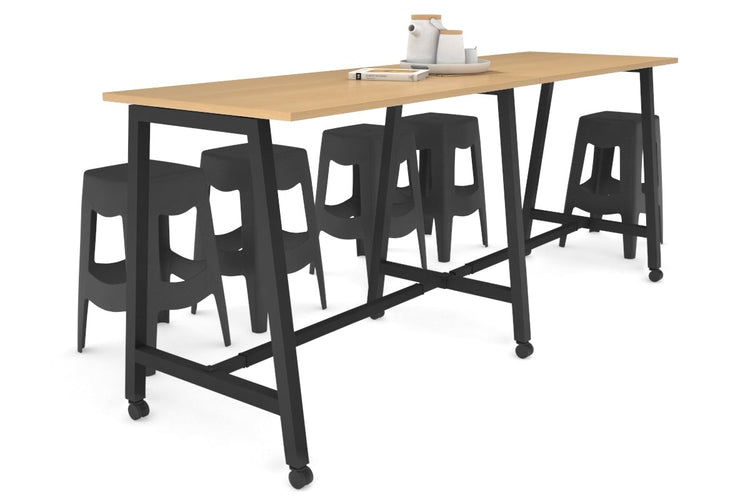 Quadro A Legs Large Counter Table [2400L x 700W] Jasonl black leg maple wheels