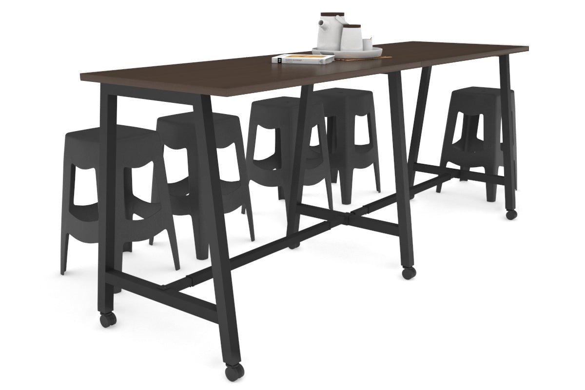 Quadro A Legs Large Counter Table [2800L x 700W] Jasonl black leg wenge wheels