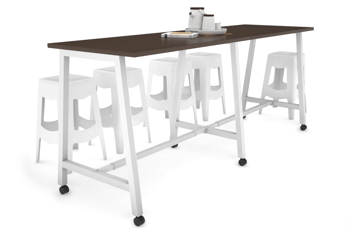 Quadro A Legs Large Counter Table [2800L x 700W] Jasonl white leg wenge wheels