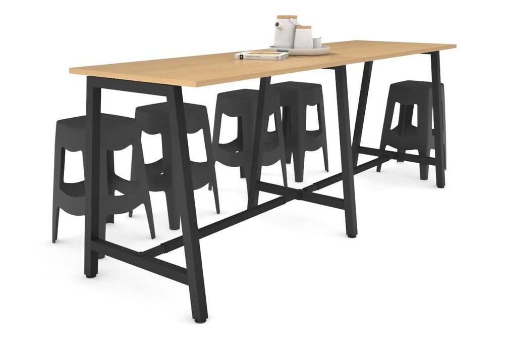 Quadro A Legs Large Counter Table [2800L x 700W]-black leg maple none