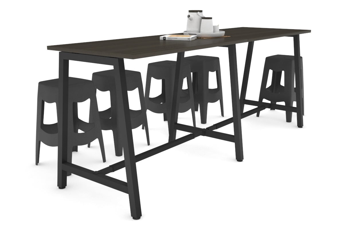 Quadro A Legs Large Counter Table [2800L x 700W] Jasonl black leg dark oak none