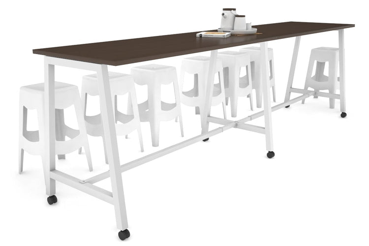 Quadro A Legs Large Counter Table [3200L x 700W] Jasonl white leg wenge wheels