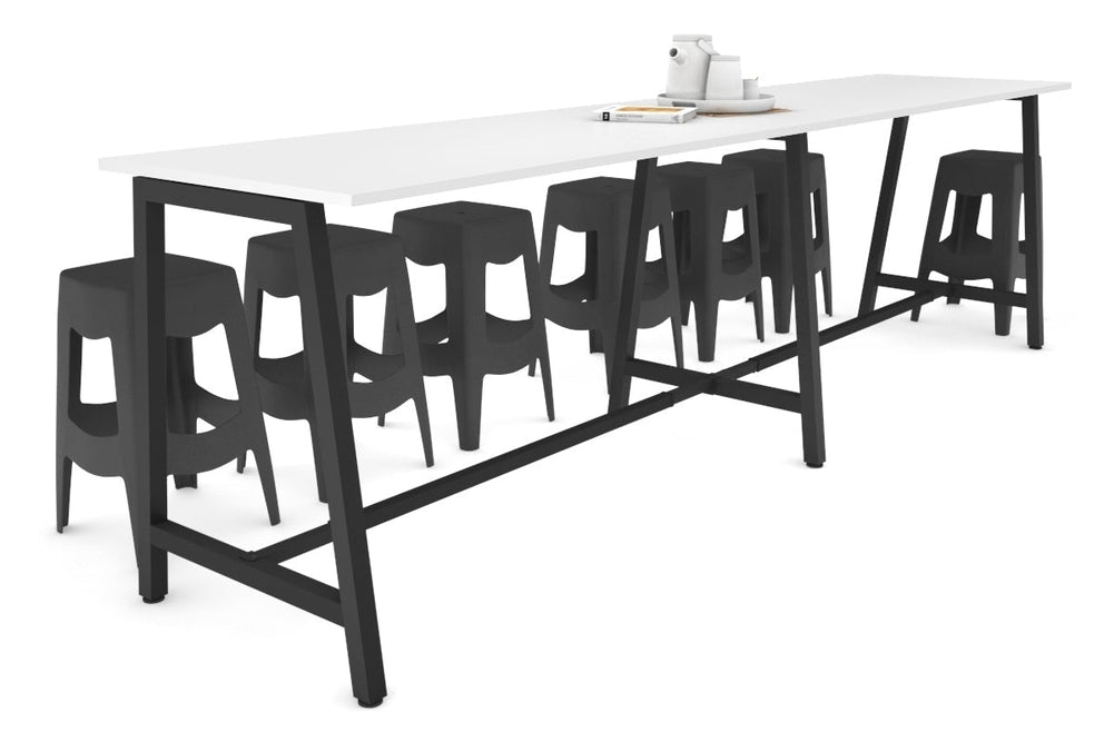 Quadro A Legs Large Counter Table [3200L x 700W]-black leg white none