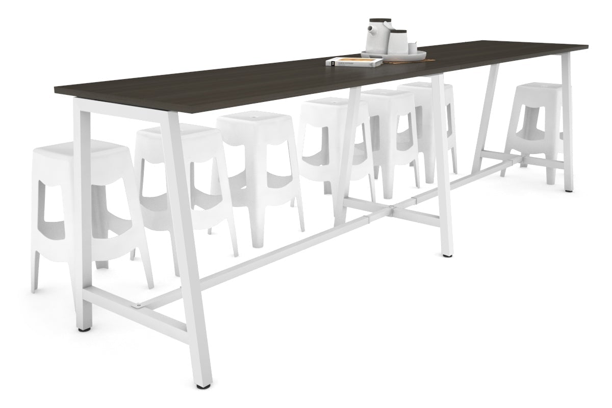 Quadro A Legs Large Counter Table [3600L x 700W] Jasonl white leg dark oak none