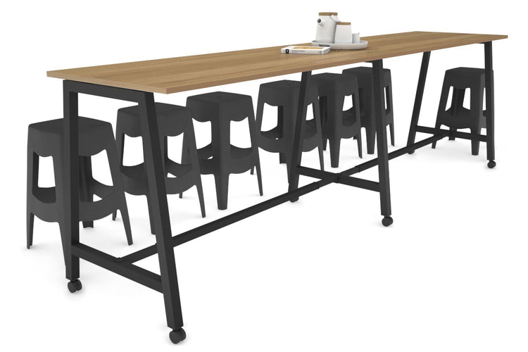 Quadro A Legs Large Counter Table [3600L x 700W] Jasonl black leg salvage oak wheels