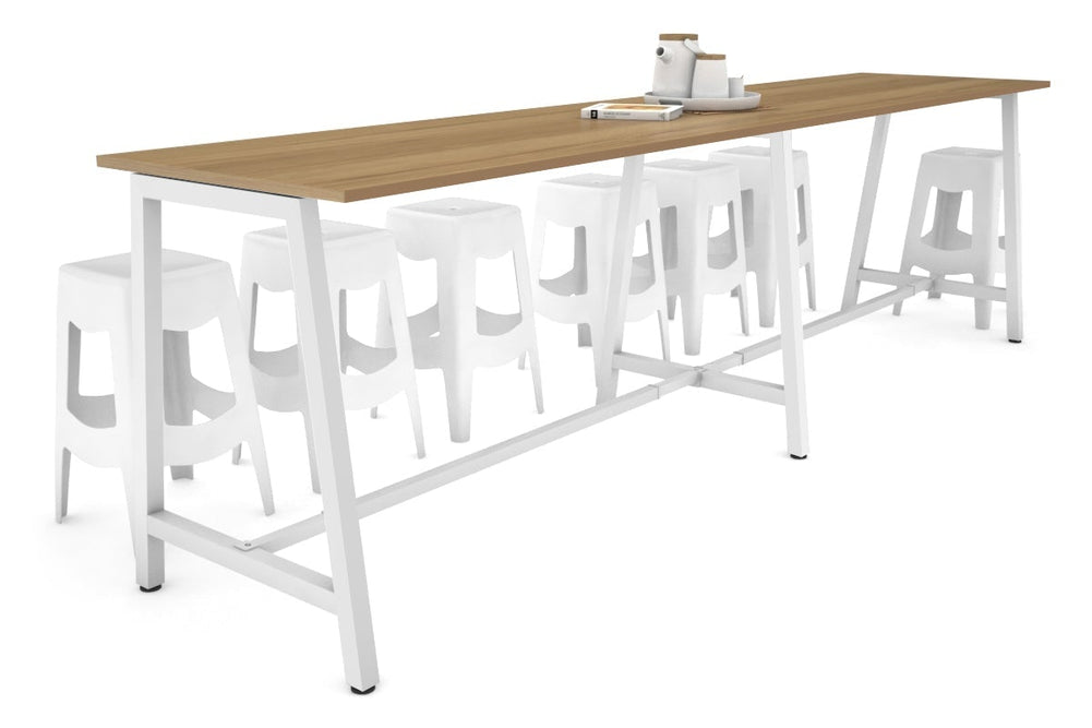 Quadro A Legs Large Counter Table [3600L x 700W]-white leg salvage oak none
