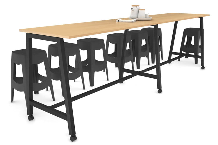 Quadro A Legs Large Counter Table [3600L x 700W] Jasonl black leg maple wheels