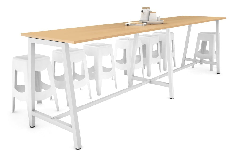Quadro A Legs Large Counter Table [3600L x 700W]-white leg maple none