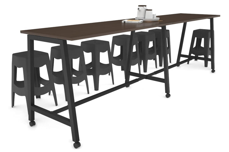 Quadro A Legs Large Counter Table [3600L x 700W] Jasonl black leg wenge wheels