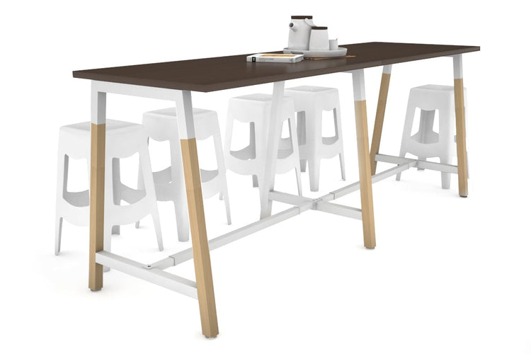 Quadro A Legs Large Counter Table - Wood Legs Cross Beam [2400L x 700W] Jasonl white leg wenge none