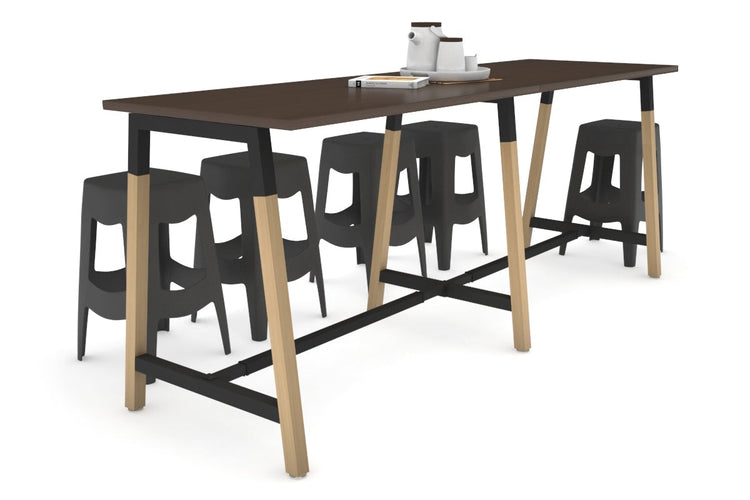 Quadro A Legs Large Counter Table - Wood Legs Cross Beam [2800L x 700W] Jasonl black leg wenge none