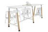 Quadro A Legs Large Counter Table - Wood Legs Cross Beam [2800L x 700W] - Thumbnail 4 