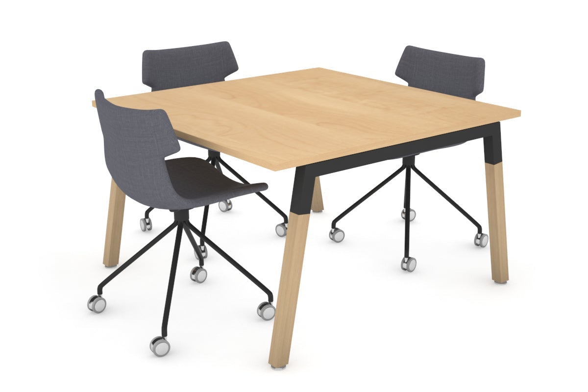 Quadro A Legs Modern Boardroom Table - Wood Leg Cross Beam [1200L x 1200W] Jasonl black leg maple 