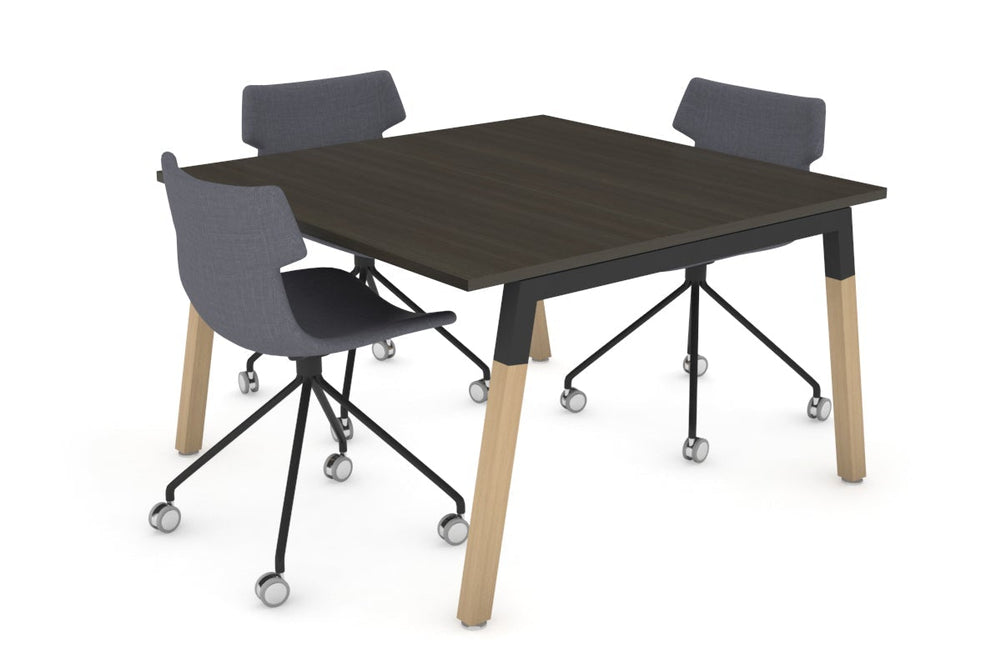 Quadro A Legs Modern Boardroom Table - Wood Legs Cross Beam [1200L x 1200W]-black leg  