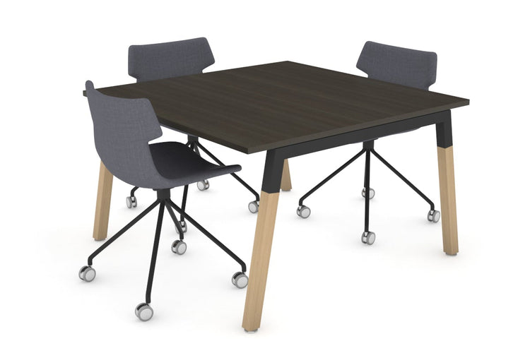 Quadro A Legs Modern Boardroom Table - Wood Leg Cross Beam [1200L x 1200W] Jasonl black leg dark oak 