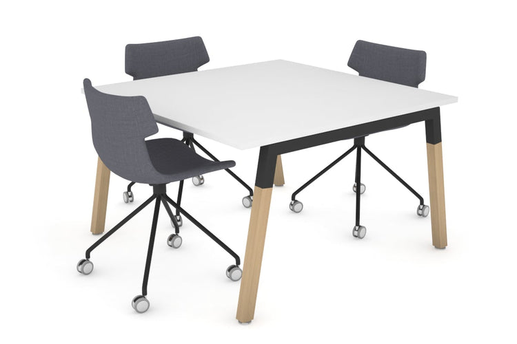 Quadro A Legs Modern Boardroom Table - Wood Leg Cross Beam [1200L x 1200W] Jasonl black leg white 