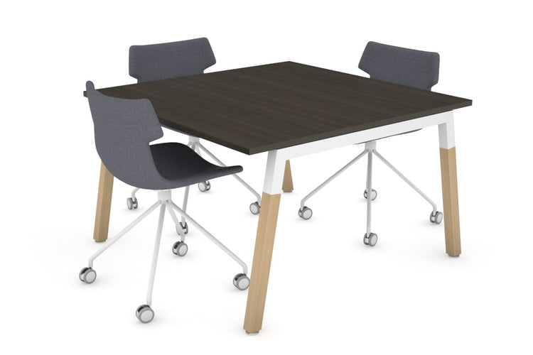 Quadro A Legs Modern Boardroom Table - Wood Leg Cross Beam [1200L x 1200W] Jasonl white leg dark oak 