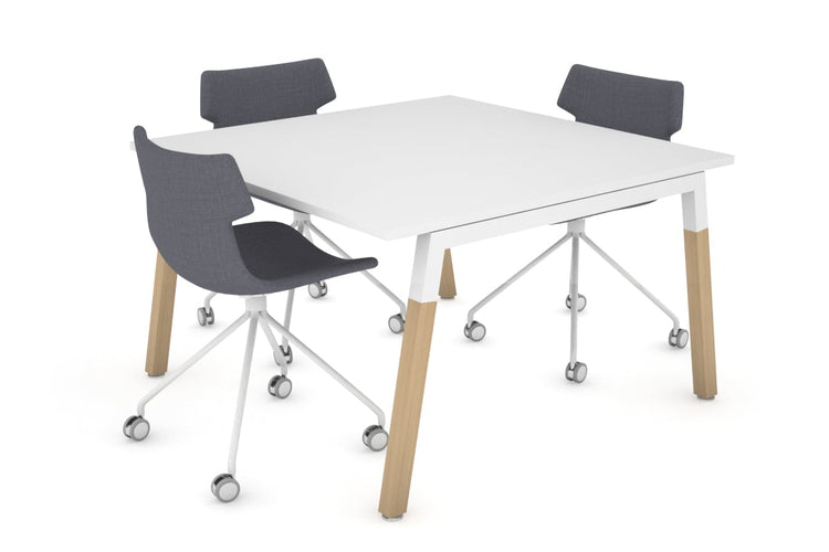 Quadro A Legs Modern Boardroom Table - Wood Leg Cross Beam [1200L x 1200W] Jasonl white leg white 