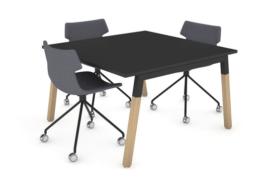 Quadro A Legs Modern Boardroom Table - Wood Leg Cross Beam [1200L x 1200W] Jasonl black leg black 