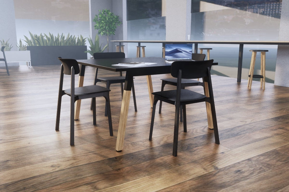 Quadro A Legs Modern Boardroom Table - Wood Legs Cross Beam [1200L x 1200W]-black leg  