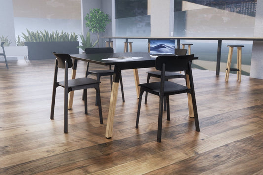 Quadro A Legs Modern Boardroom Table - Wood Leg Cross Beam [1200L x 1200W] Jasonl 