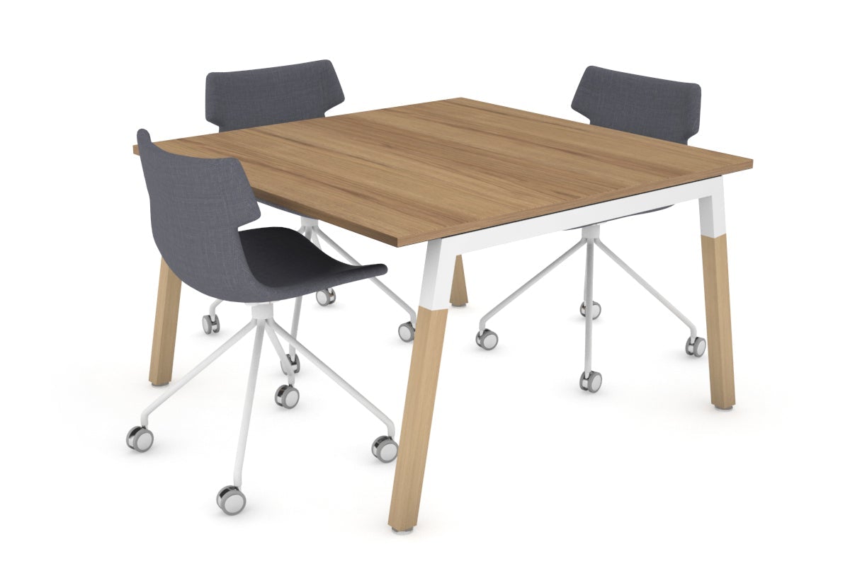 Quadro A Legs Modern Boardroom Table - Wood Leg Cross Beam [1200L x 1200W] Jasonl white leg salvage oak 