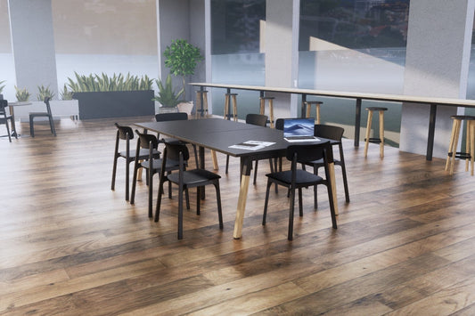 Quadro A Legs Modern Boardroom Table - Wood Leg Cross Beam [2400L x 1200W] Jasonl 