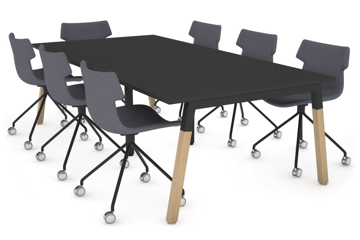 Quadro A Legs Modern Boardroom Table - Wood Leg Cross Beam [2400L x 1200W] Jasonl black leg black 