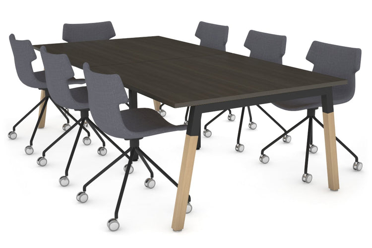 Quadro A Legs Modern Boardroom Table - Wood Leg Cross Beam [2400L x 1200W] Jasonl black leg dark oak 