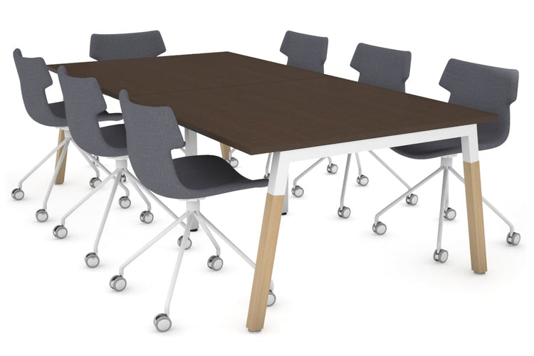 Quadro A Legs Modern Boardroom Table - Wood Leg Cross Beam [2400L x 1200W] Jasonl white leg wenge 