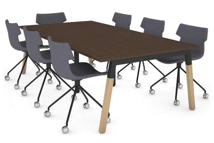 Quadro A Legs Modern Boardroom Table - Wood Leg Cross Beam [2400L x 1200W] Jasonl black leg wenge 
