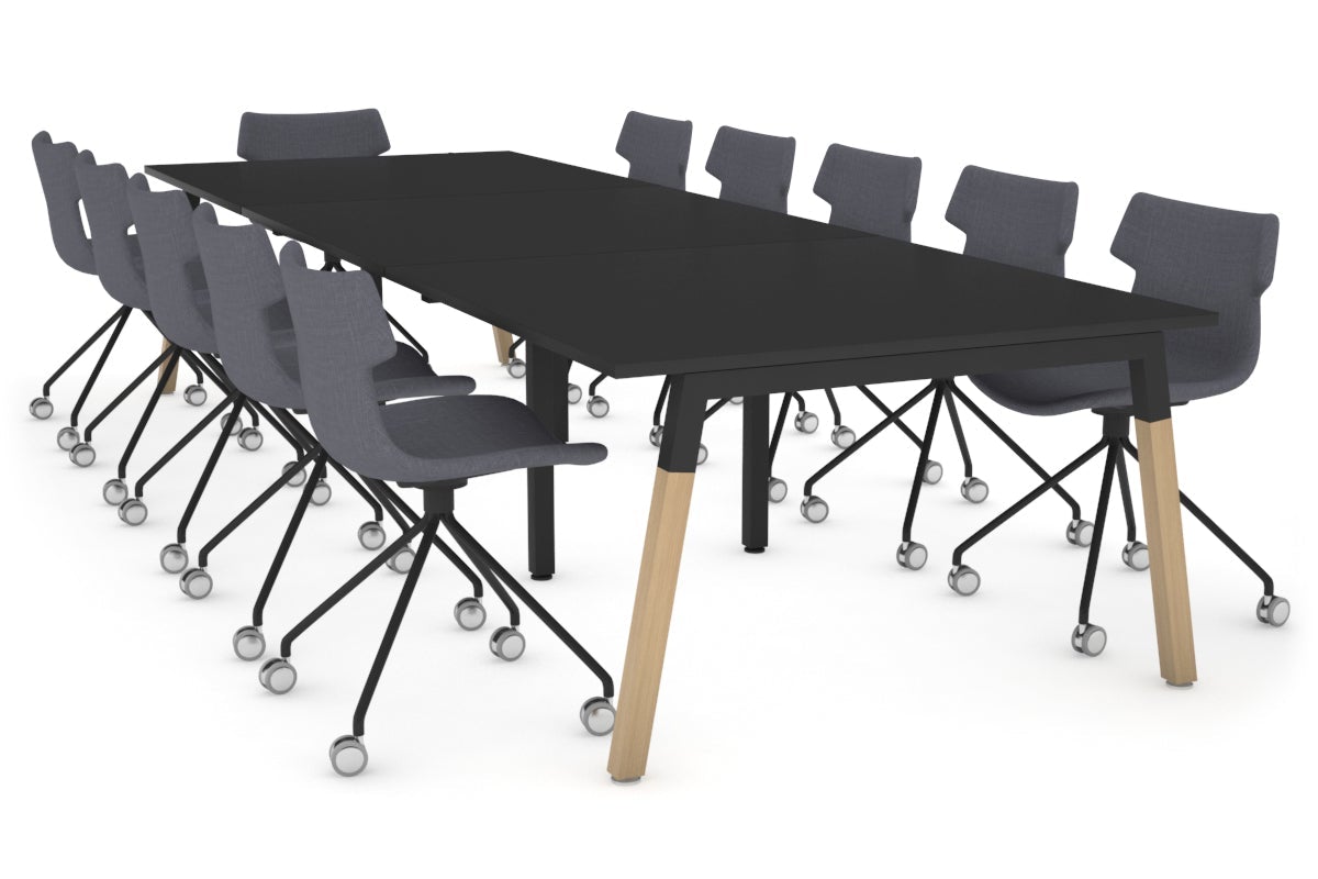 Quadro A Legs Modern Boardroom Table - Wood Leg Cross Beam [3600L x 1200W] Jasonl black leg black 