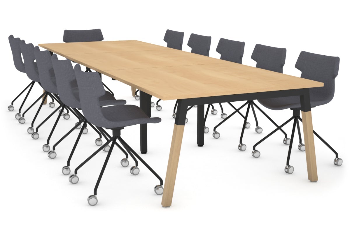 Quadro A Legs Modern Boardroom Table - Wood Leg Cross Beam [3600L x 1200W] Jasonl black leg maple 