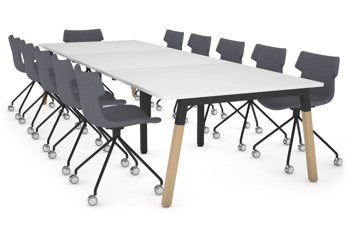 Quadro A Legs Modern Boardroom Table - Wood Leg Cross Beam [3600L x 1200W] Jasonl black leg white 